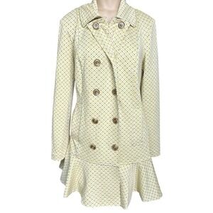 Cabi Hobnob Topper Coat Jacket Small Yellow Peplum‎ Double Breasted Style #6249